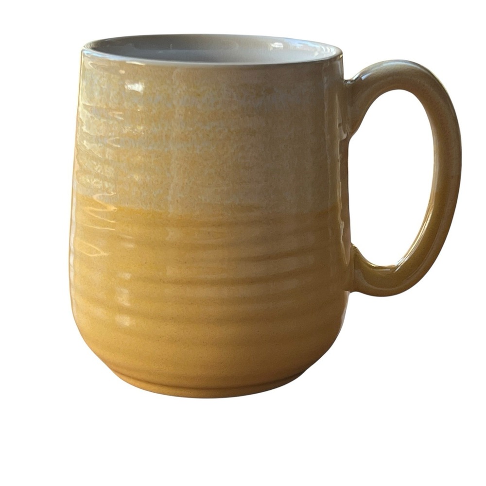The Old Pottery‎ Company Coffee Mug Tea Cup Handcrafted Yellow Brown 14 Oz